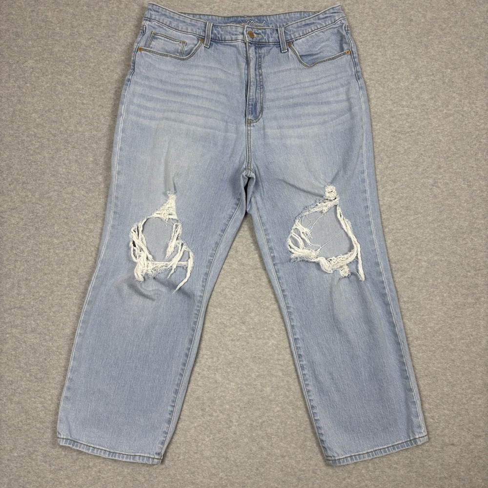 Universal Thread Jeans 16 36x26 Light Wash Distressed High Rise Y2K Grunge Crop